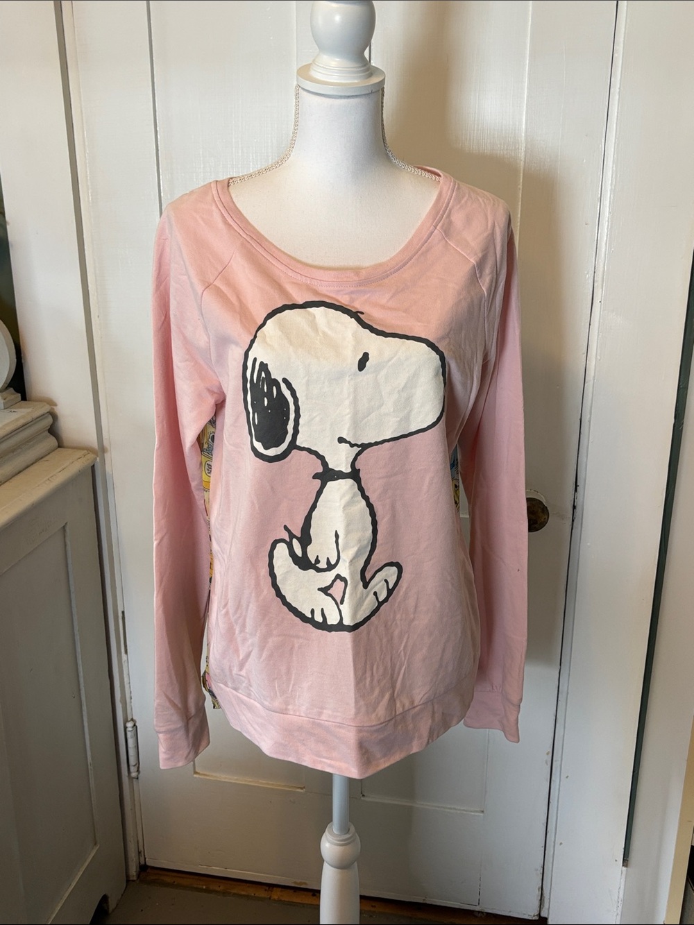 Peanuts Pink Raglan Top with Colorful Comic Panel Back